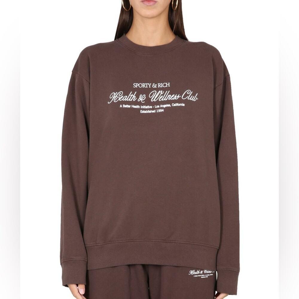 Sporty & Rich Brown H & W Club Crewneck Sweatshirt M